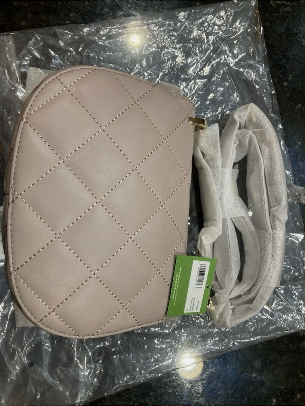 NWT kate spade Quilted Saddle Crossbody Bag in Taupe